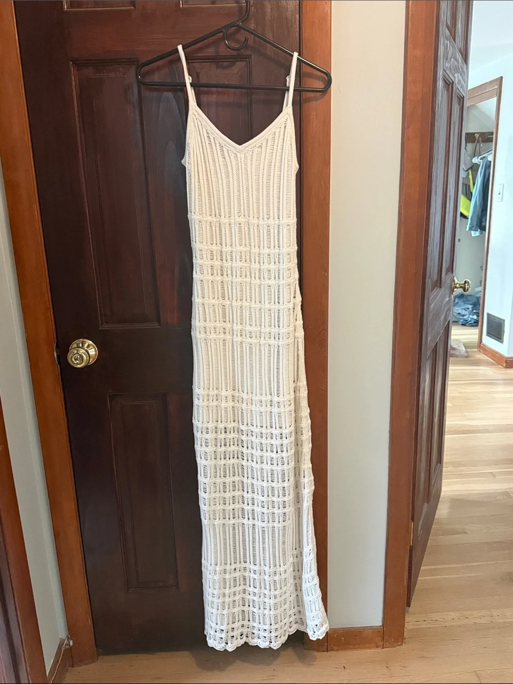Abercrombie Women’s White Crochet Maxi Dress with Spaghetti Straps